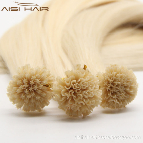 Aisi Hair Hot Selling Italian Keratin  Indian Human U Tip Hair Extensions
